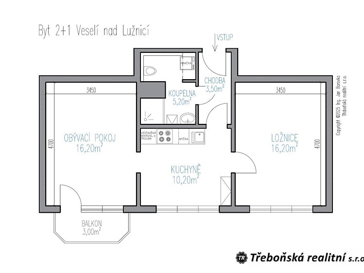 Pronájem bytu 2+1, 56 m² (8 z 21)