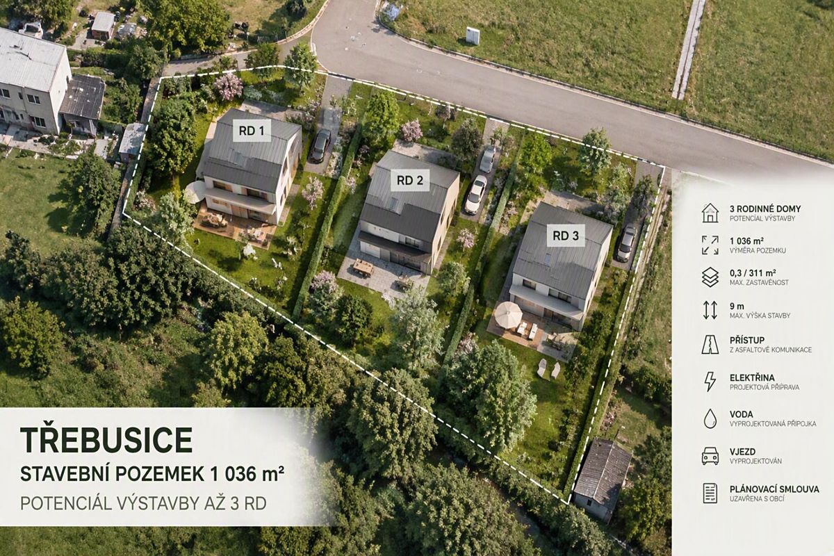 Prodej stavebního pozemku 1036 m²