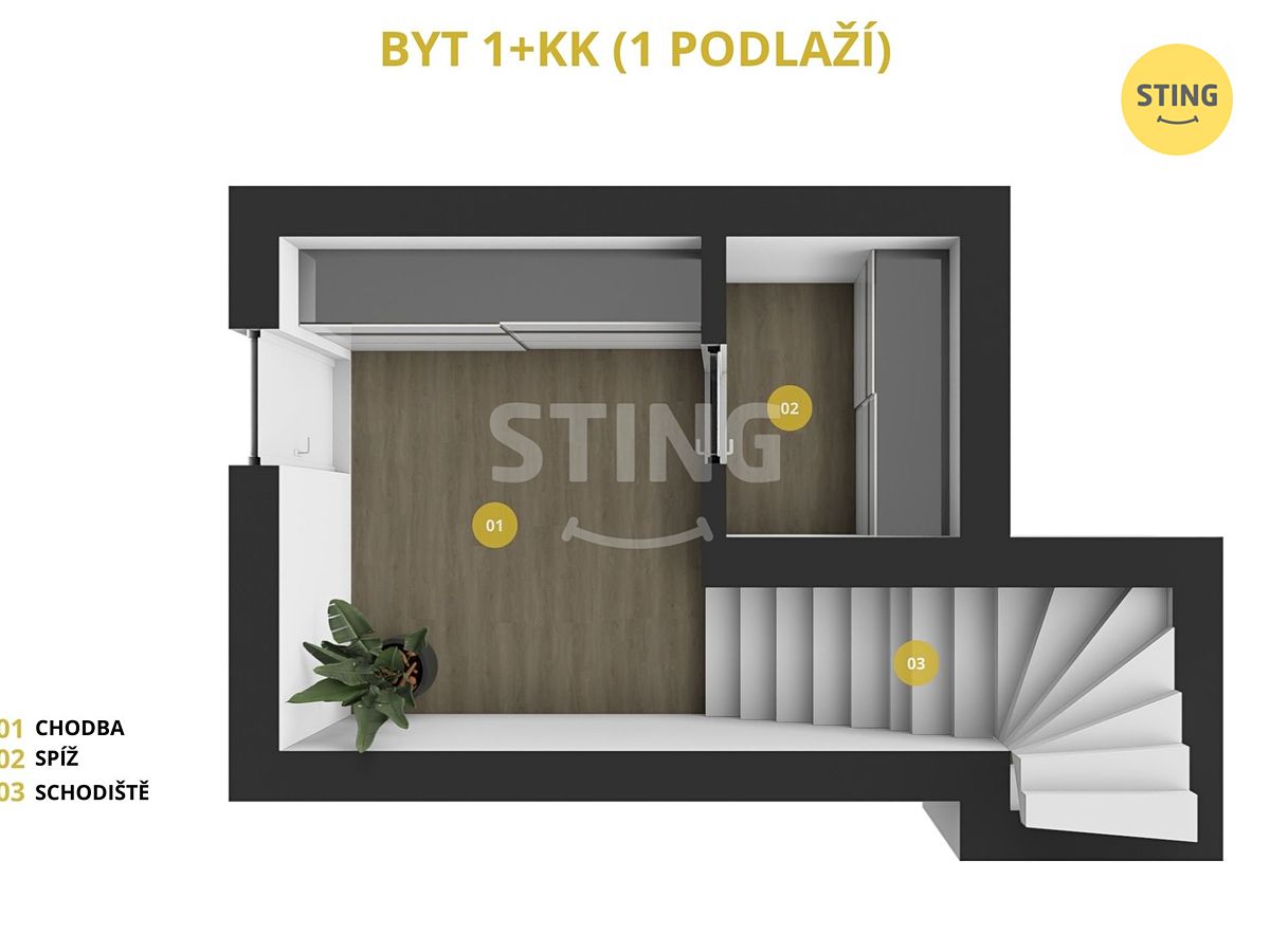 Pronájem bytu 1+kk 47 m² – fotografie 3
