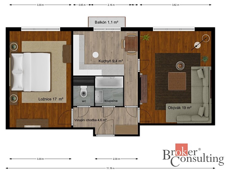 Квартира 2+1 на продаж, 55 м² (3 з 14)
