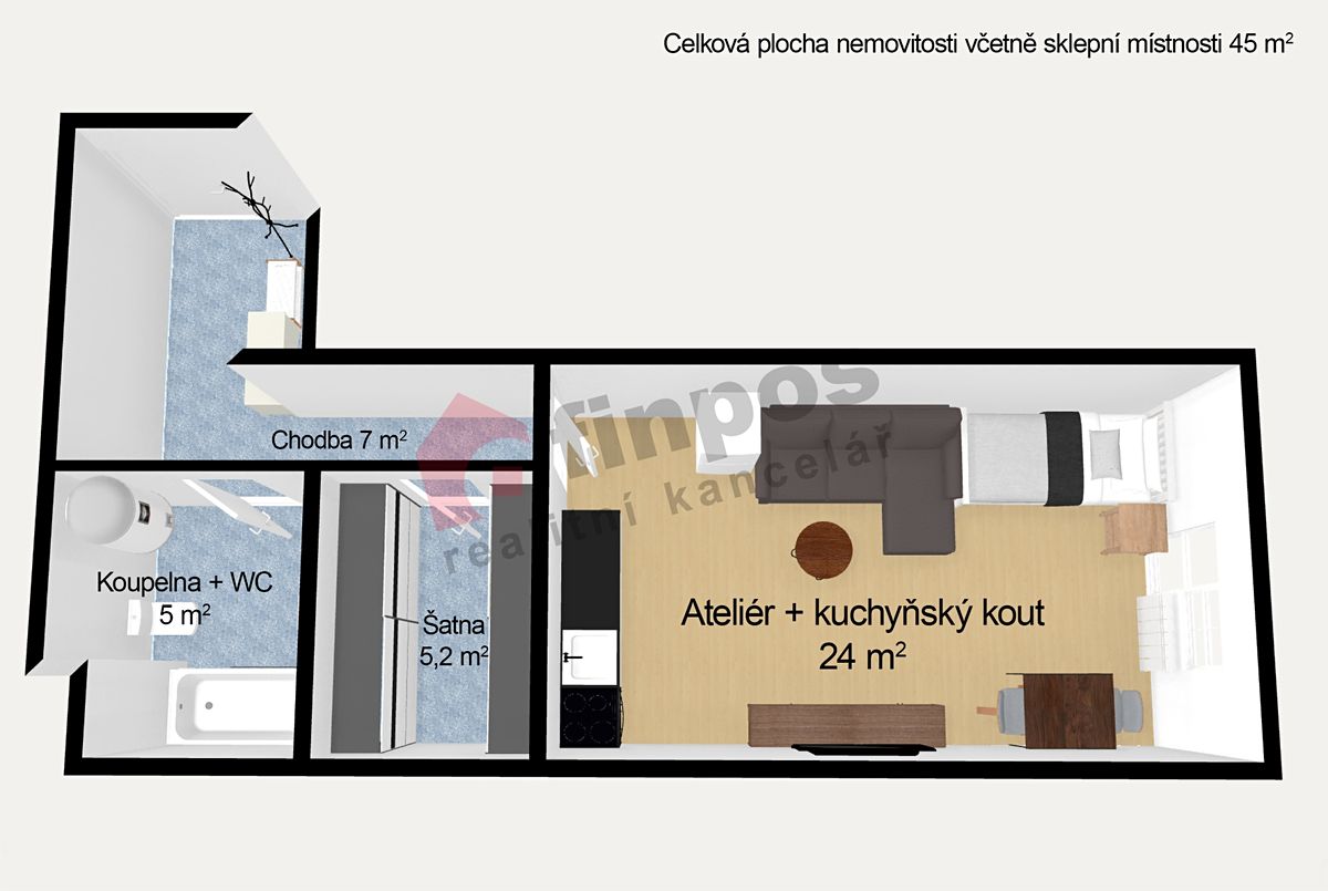 Prodej bytu 1+kk 41 m² – fotografie 2
