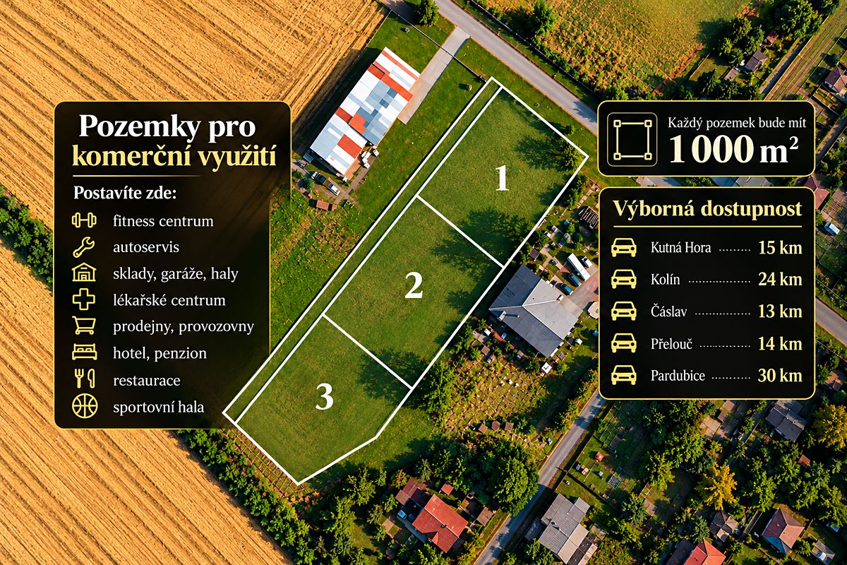 Prodej komerčního pozemku 1000 m²