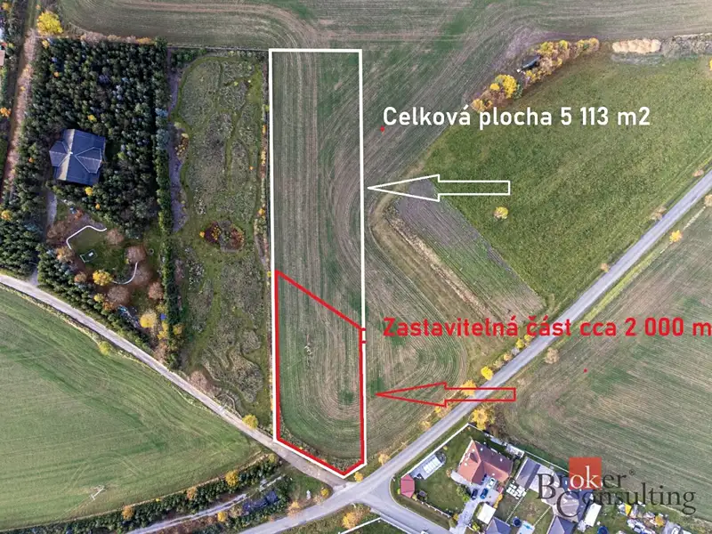 Prodej stavebního pozemku 5113 m², Tmaň – náhled fotky 3