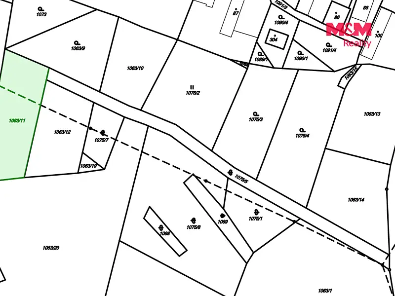 Prodej stavebního pozemku 1318 m², Milešov – náhled fotky 3