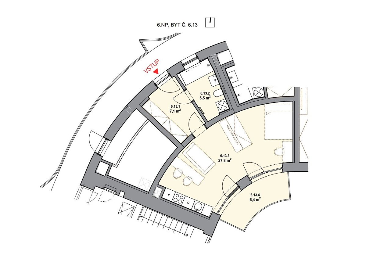 Prodej bytu 1+kk 42 m² – fotografie 3