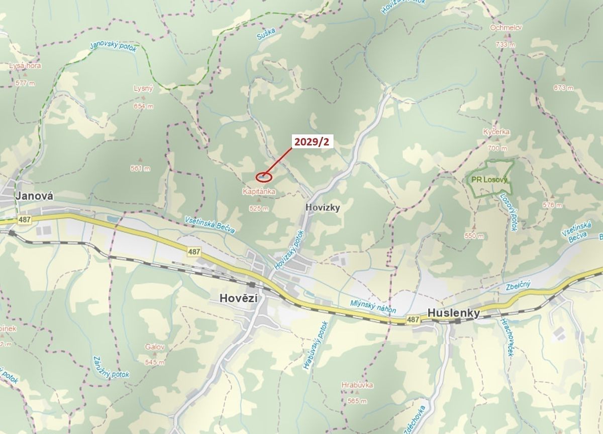 Dražba lesa 788 m², Hovězí – fotka 1 z 3