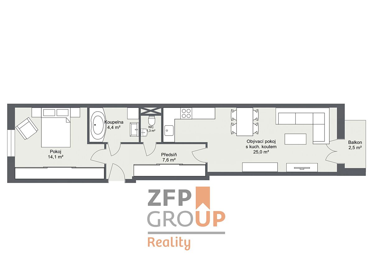 Prodej bytu 2+kk 54 m² – fotografie 3