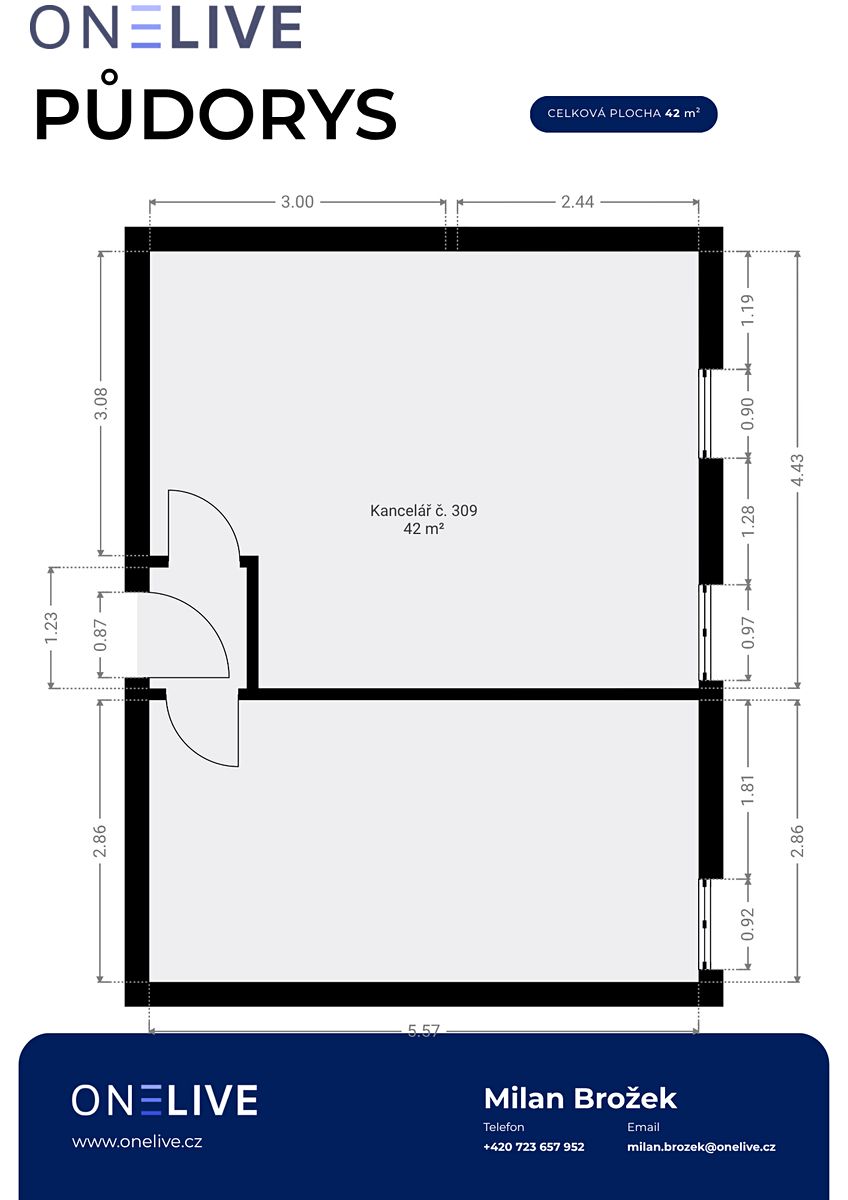 Pronájem kanceláře 42 m² – fotografie 2