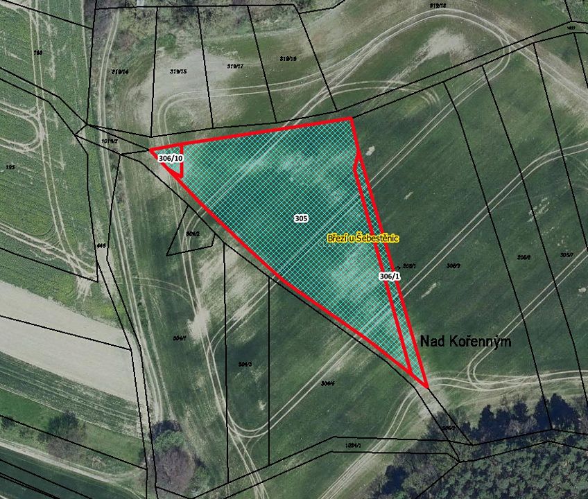 Prodej pole 3958 m², Zbýšov – fotka 1 z 3