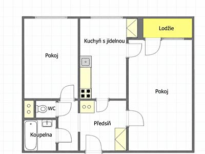 Pronájem bytu 2+1 57 m²
