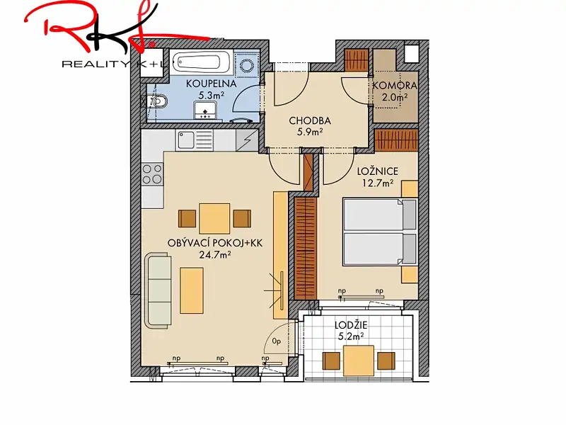 Prodej bytu 2+kk 53 m², Praha – náhled fotky 2