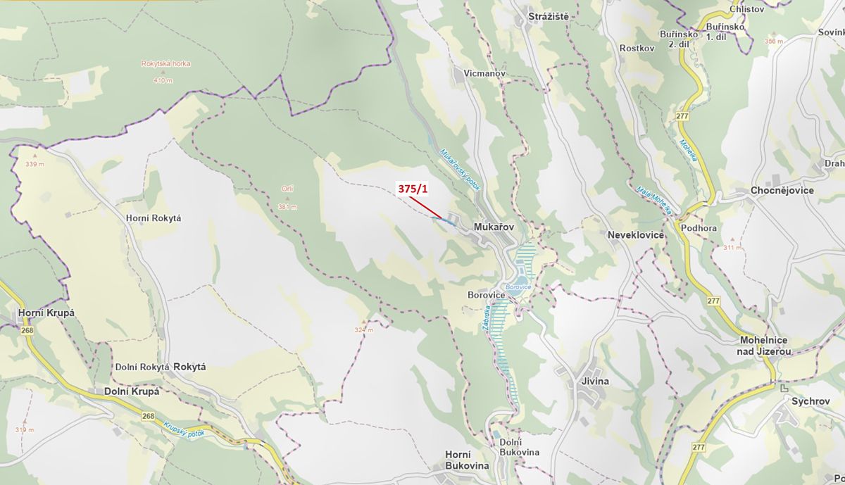 Dražba pozemku 2892 m², Mukařov – fotka 1 z 3