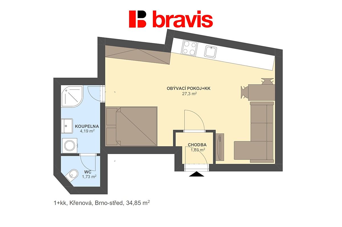 Pronájem bytu 1+kk 31 m² – fotografie 5