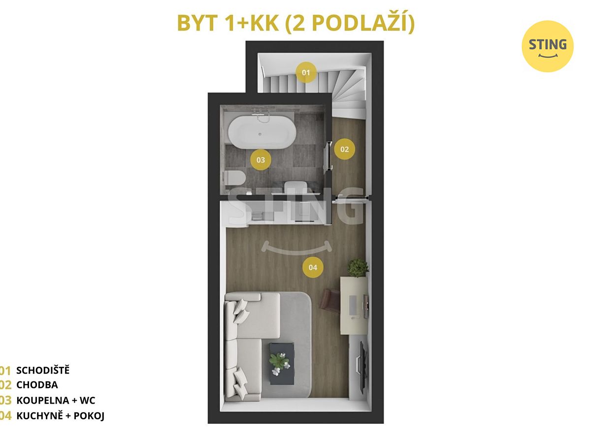 Pronájem bytu 1+kk 47 m² – fotografie 2