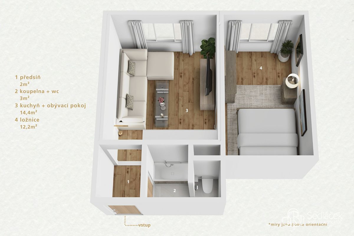 Pronájem bytu 1+1 38 m² – fotografie 3