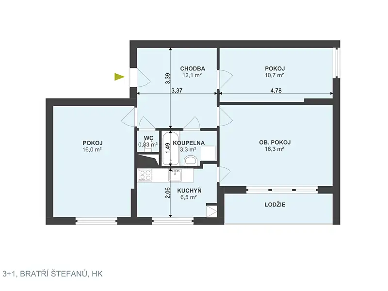 Prodej bytu 3+1 74 m², Hradec Králové – náhled fotky 3