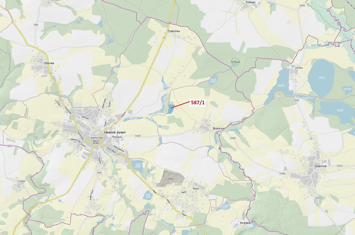 Dražba lesa 20443 m², Trhové Sviny – fotka 1 z 3