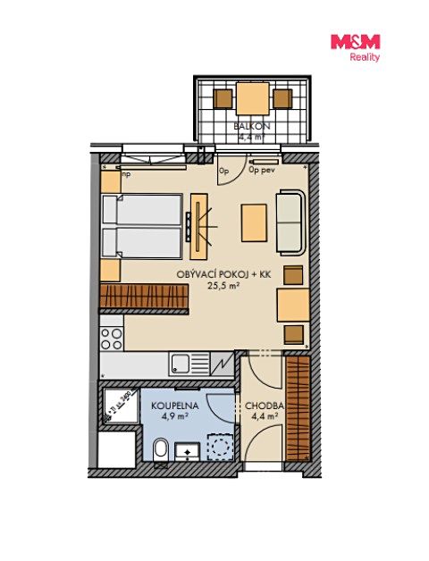 Prodej bytu 1+kk 36 m² – fotografie 3