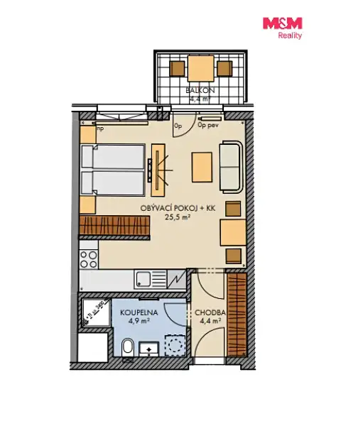 Prodej bytu 1+kk 36 m², Praha – náhled fotky 3