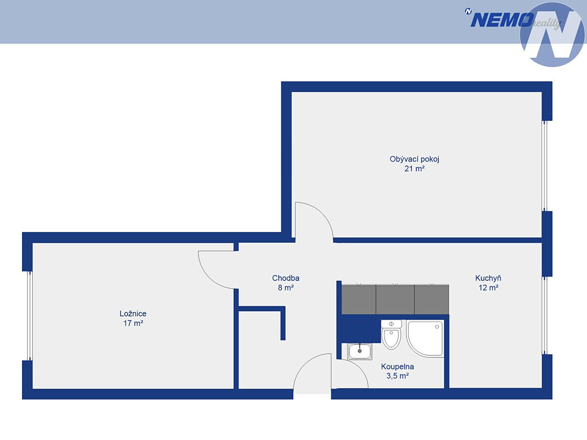 Pronájem bytu 2+1 61 m² – fotografie 3