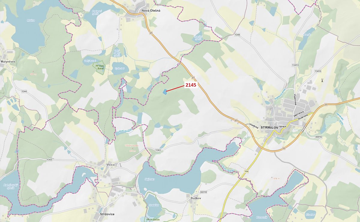 Dražba lesa 5413 m², Strmilov – fotka 1 z 3