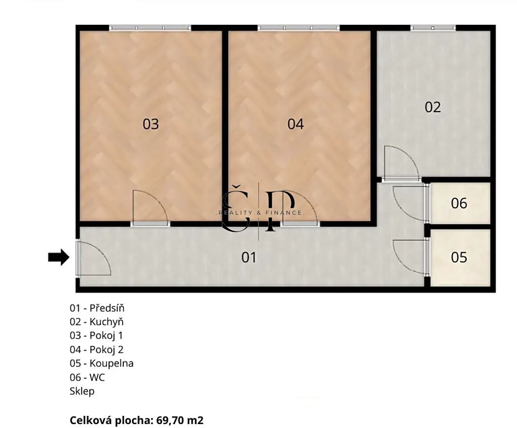 Pronájem bytu 2+1 66 m² – fotografie 2