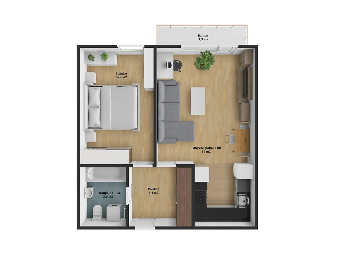 Pronájem bytu 2+kk 50 m² — fotografie 10