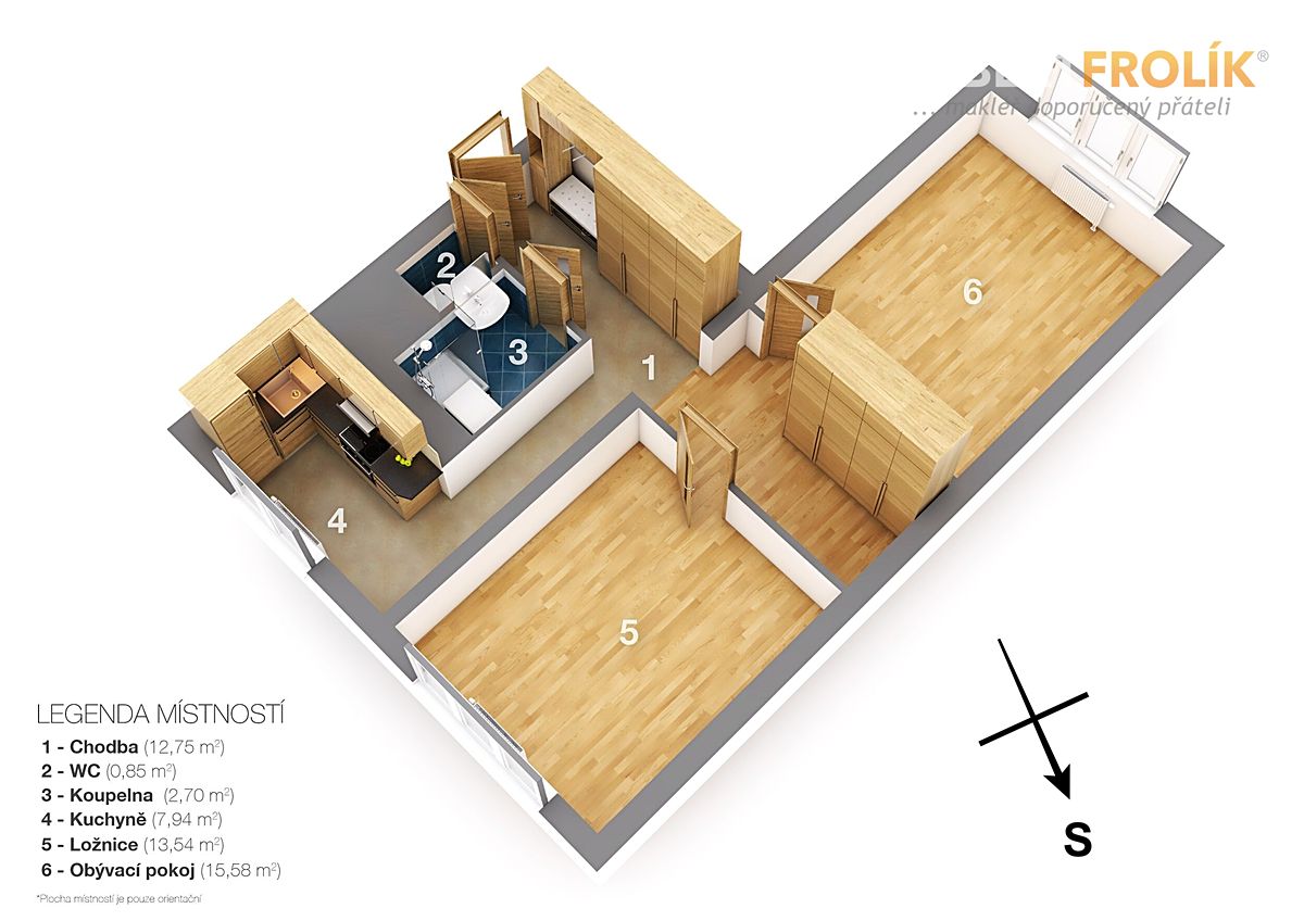 Pronájem bytu 2+1 55 m² – fotografie 4