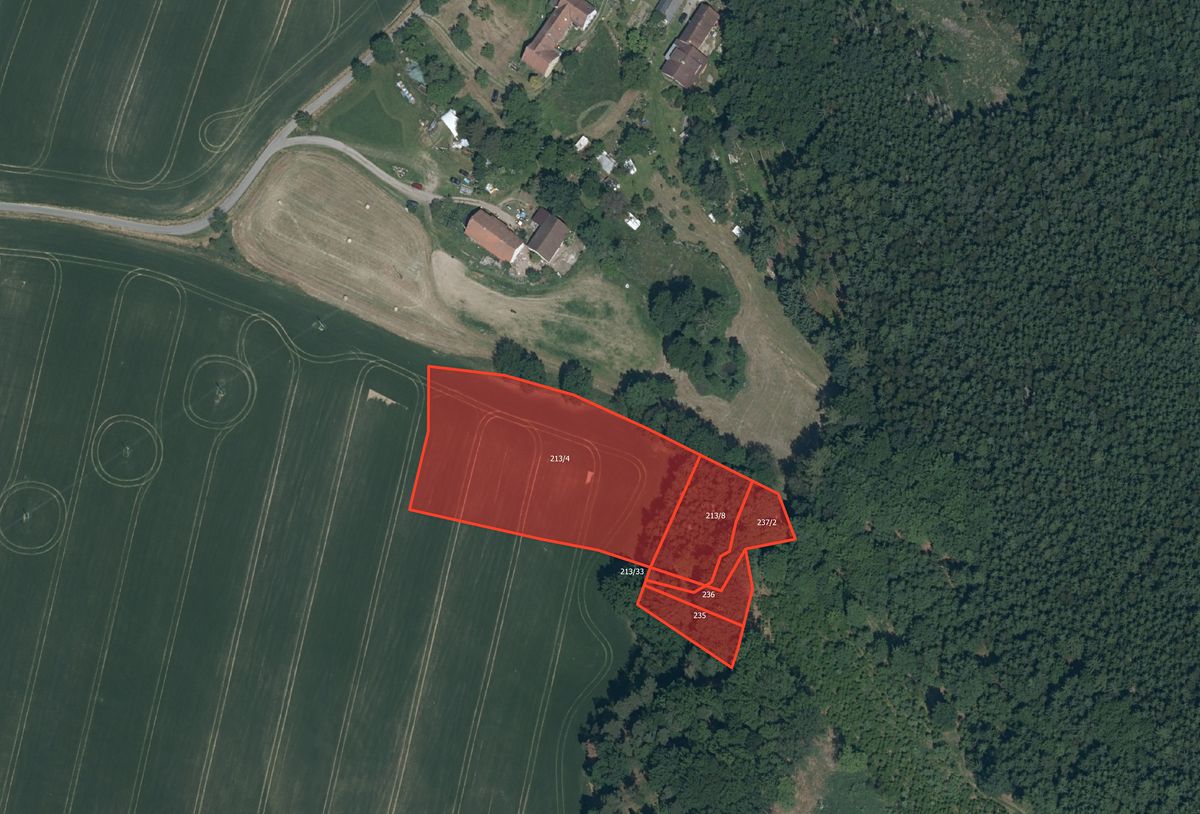Prodej pole 7748 m², Bystřice – fotka 1 z 3
