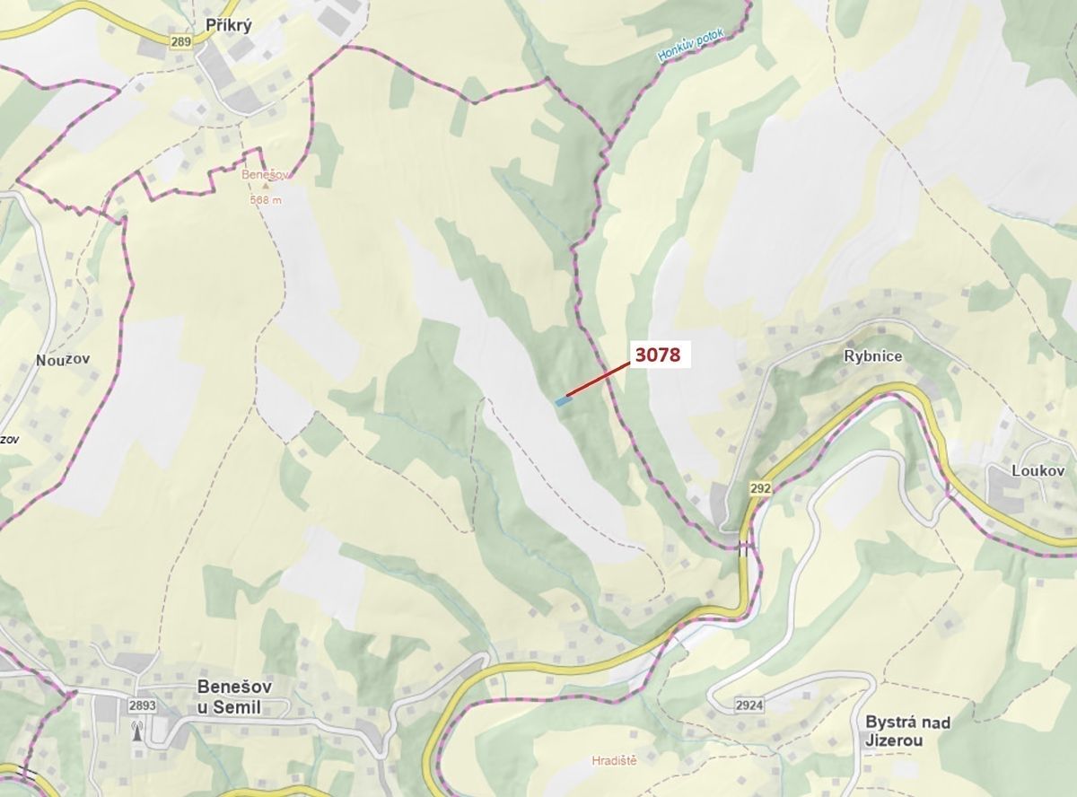 Dražba lesa 1110 m², Benešov u Semil – fotka 1 z 3