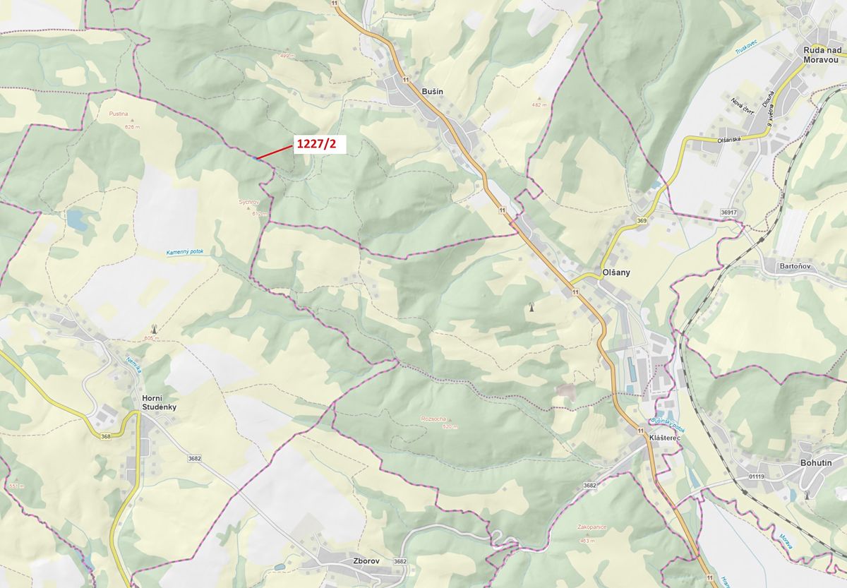 Dražba lesa 860 m², Horní Studénky – fotka 1 z 3