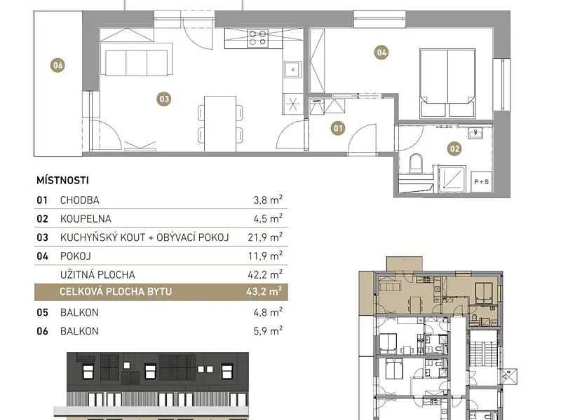 Prodej bytu 2+kk 43 m², Hodonice – náhled fotky 3