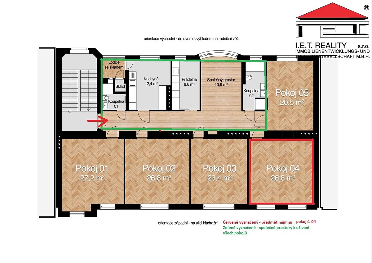 Pronájem bytu pokoje 25 m² – fotografie 2