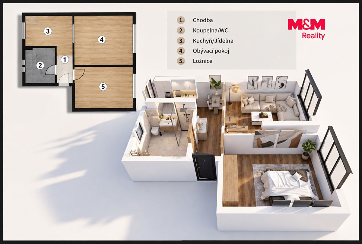 Prodej bytu 2+1 56 m² – fotografie 3