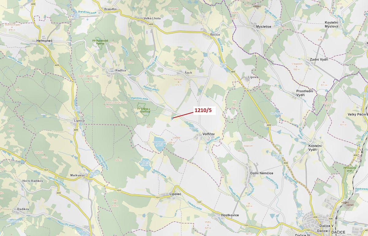 Dražba lesa 3832 m², Volfířov – fotka 1 z 3