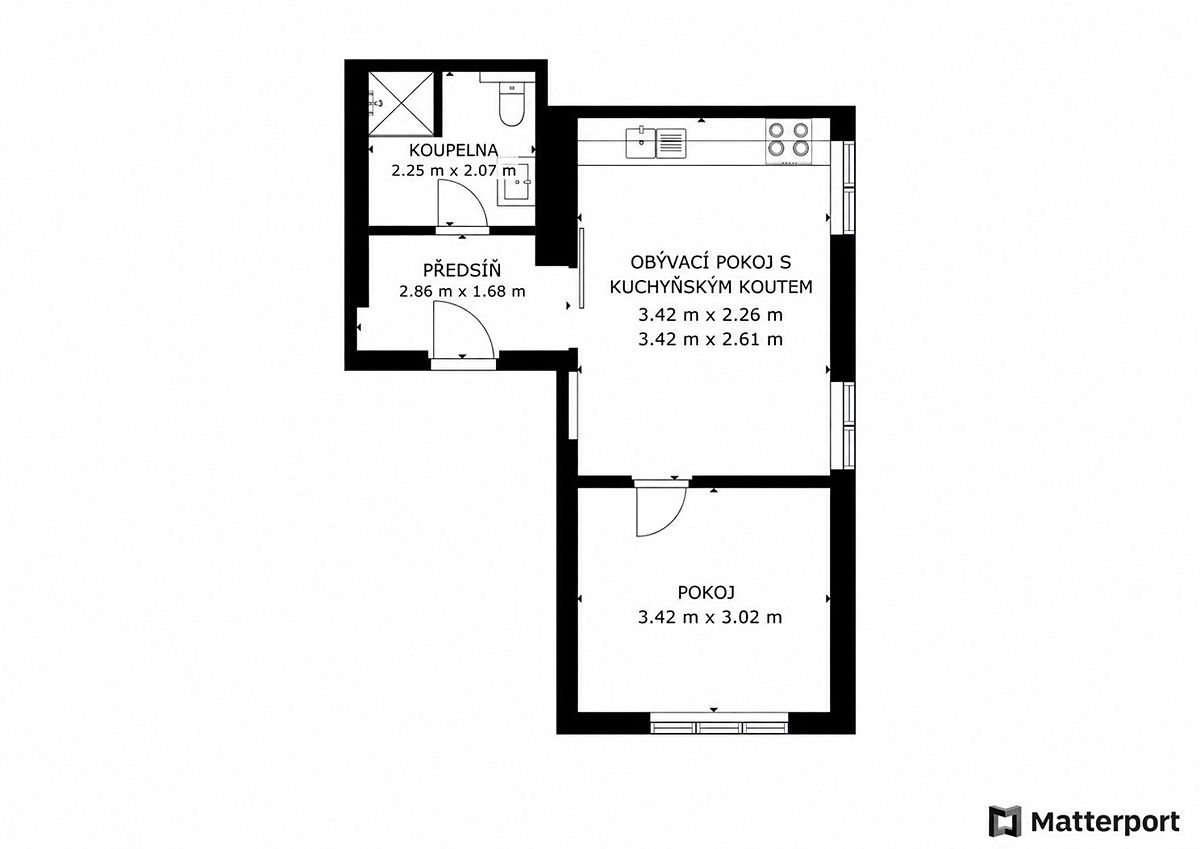 Pronájem bytu 2+kk 38 m² – fotografie 2