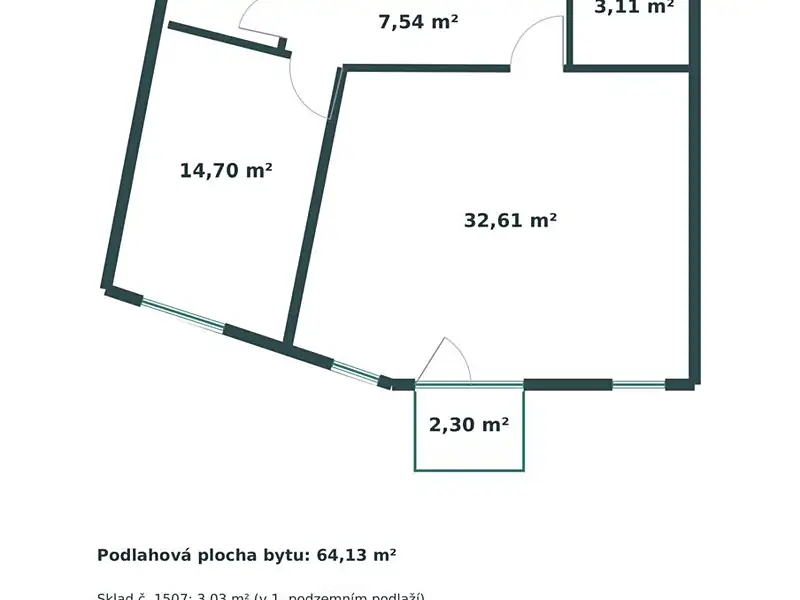 Pronájem bytu 2+kk 64 m², Praha – náhled fotky 2