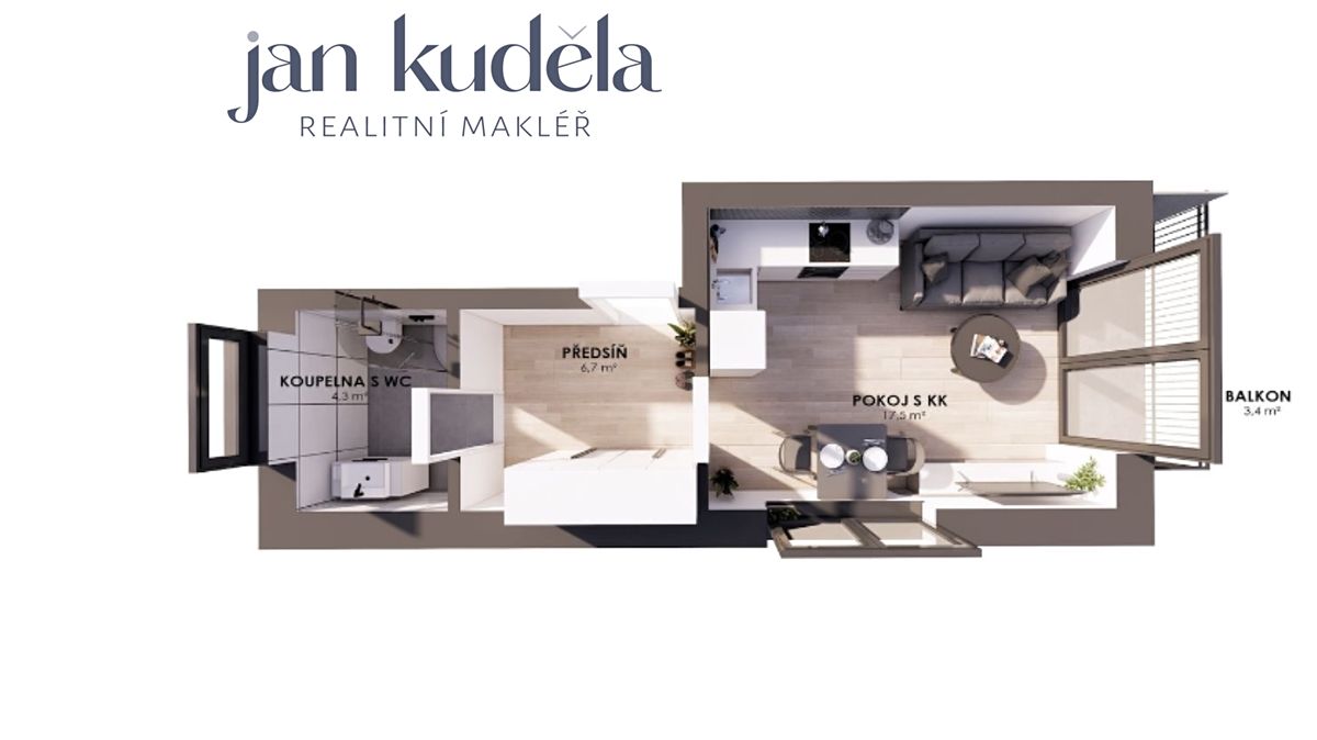Pronájem bytu 1+kk 29 m² – fotografie 4