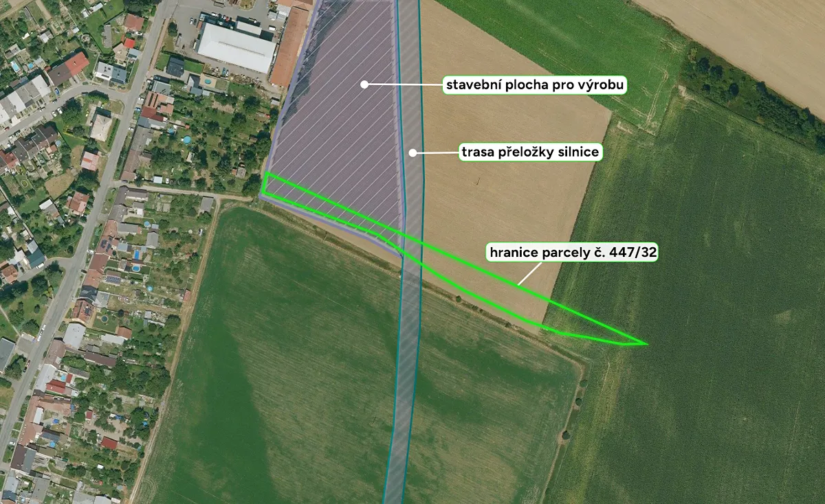 Prodej podílu 1/4 komerčního pozemku 1127 m²