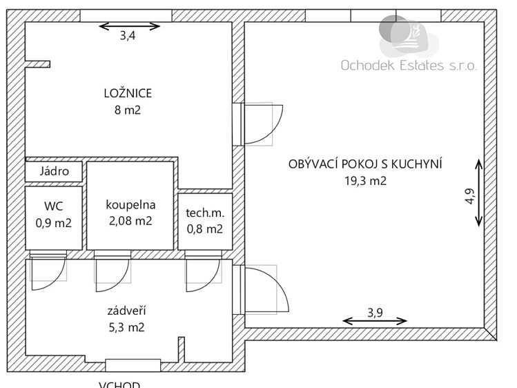 Квартира 2+kk в оренду, 36 м² (10 з 10)