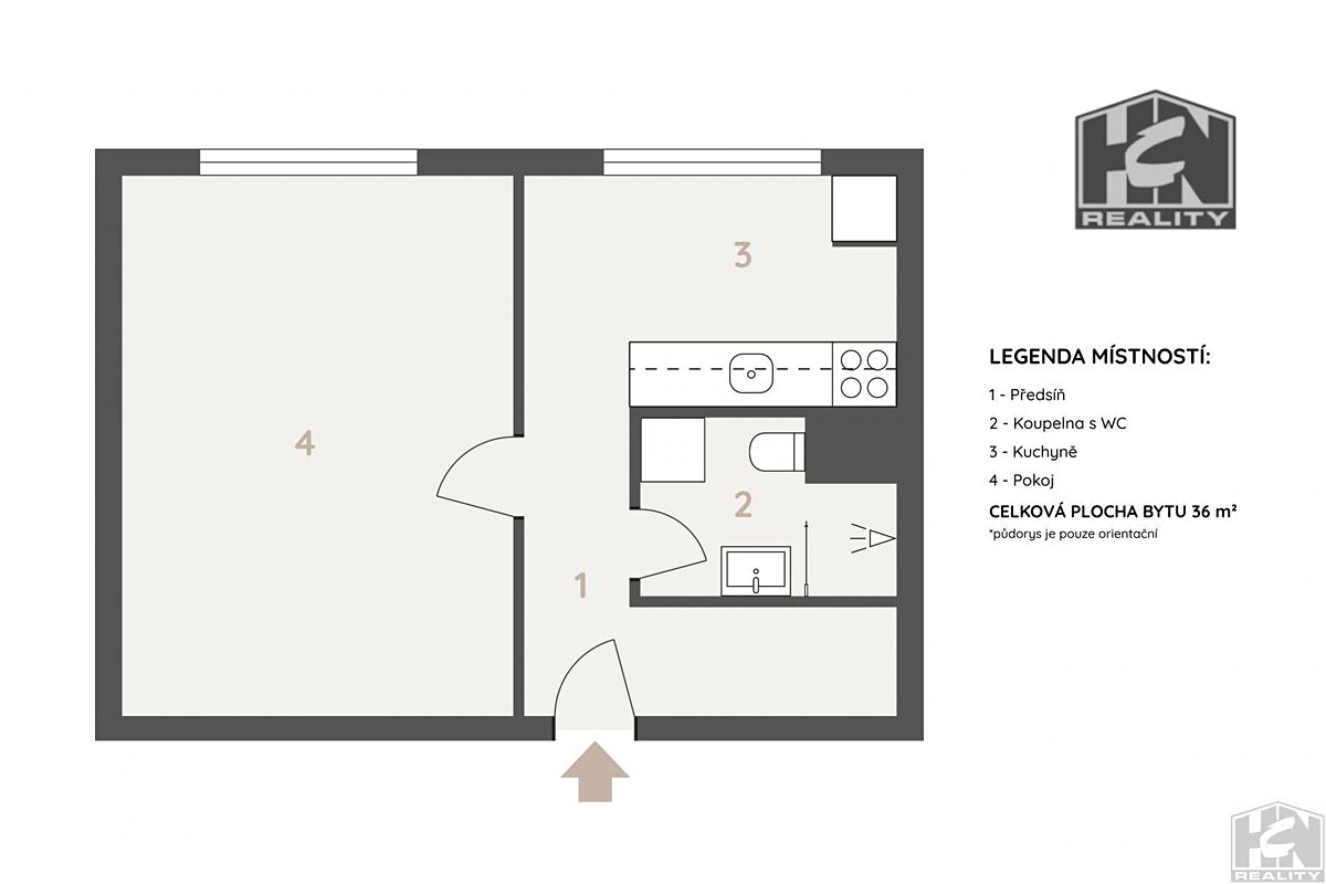 Pronájem bytu 1+1 36 m² – fotografie 2