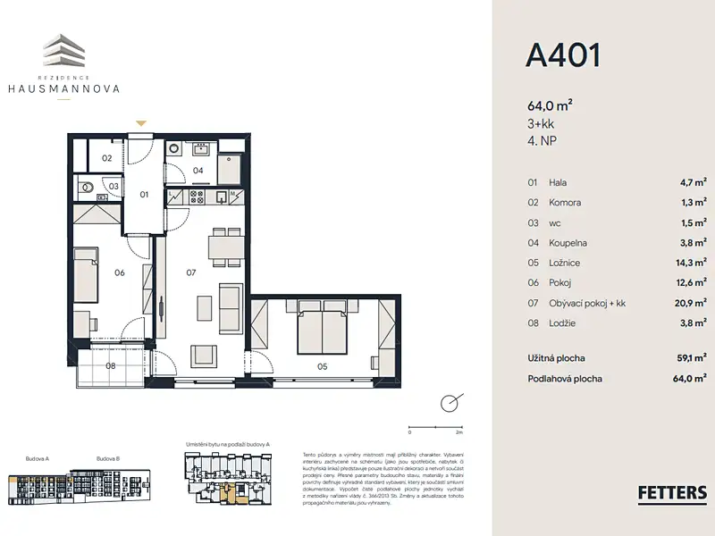 Prodej bytu 3+kk 59 m², Praha – náhled fotky 3