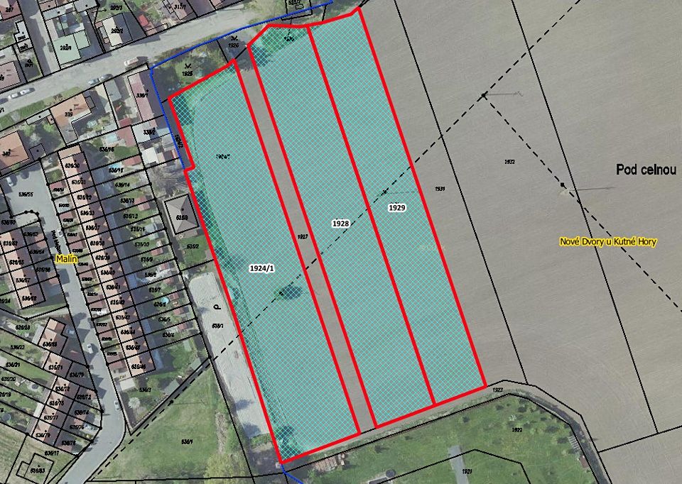 Prodej pole 5253 m², Nové Dvory – fotka 1 z 3