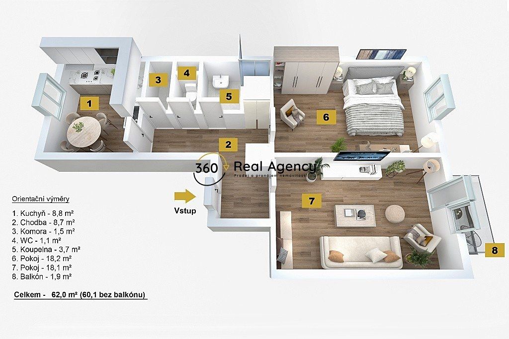 Prodej bytu 2+1 62 m² – fotografie 3