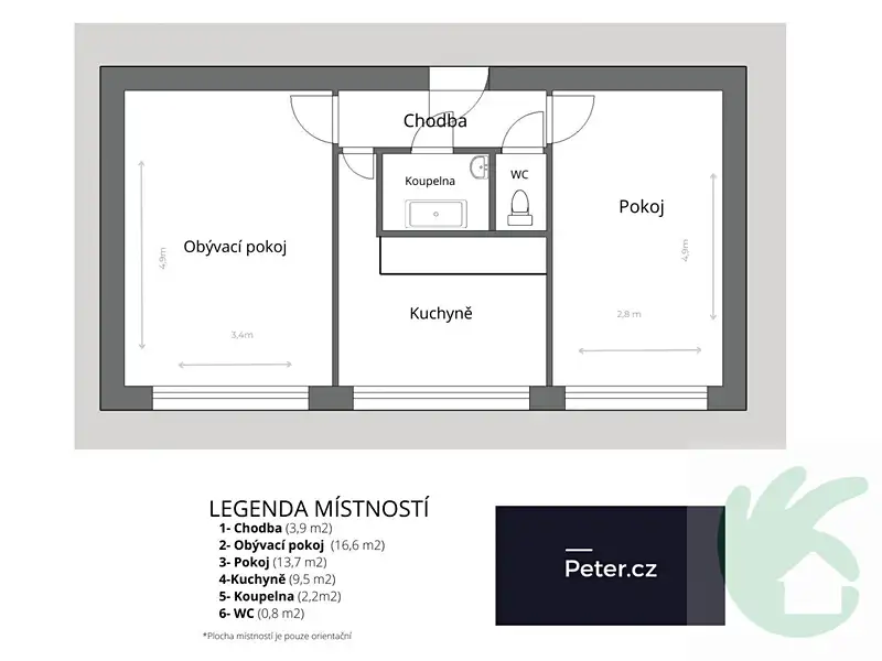 Pronájem bytu 2+1 54 m², Mělník – náhled fotky 2