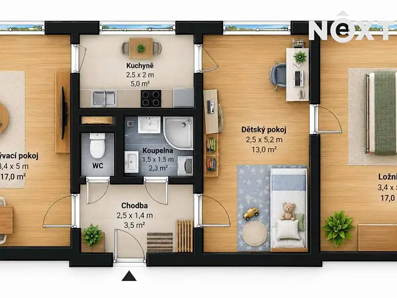 Prodej bytu 3+1 58 m², Bohumilice – náhled fotky 3