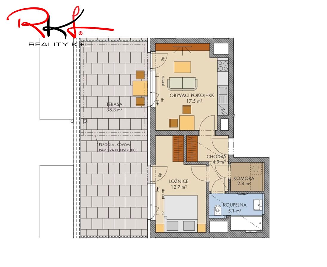 Pronájem bytu 2+kk 46 m² – fotografie 3
