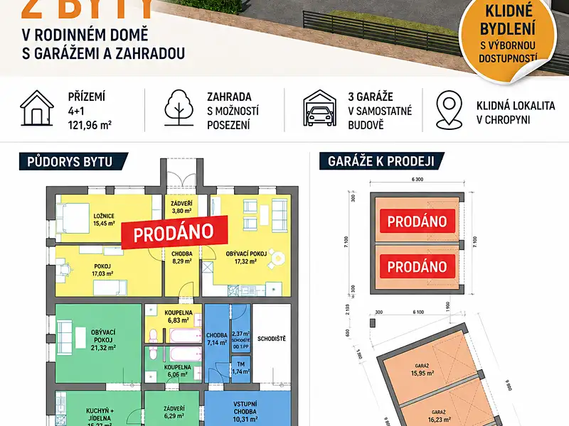 Prodej bytu 4+kk 107 m², Nádražní, Chropyně, okres Kroměříž