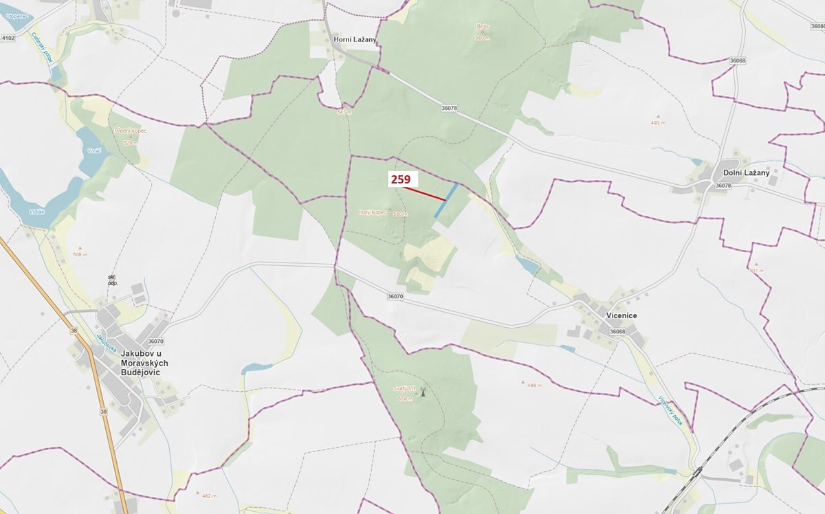 Dražba lesa 6645 m², Vícenice – fotka 1 z 3