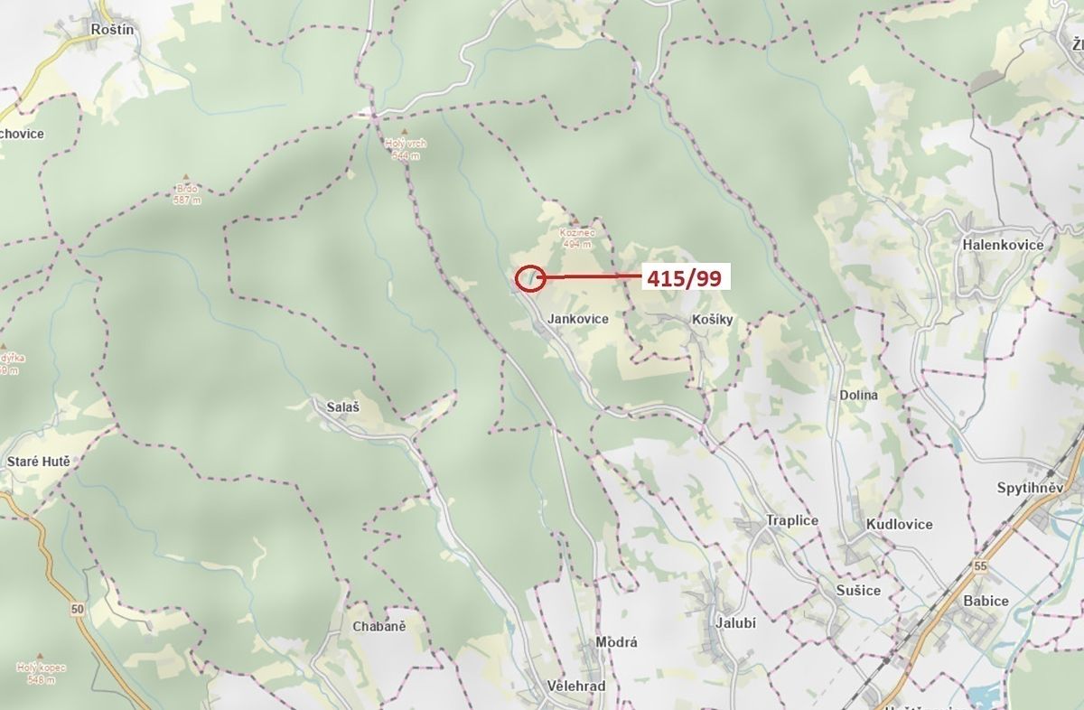Dražba louky 655 m², Jankovice – fotka 1 z 3